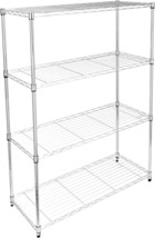 4-Tier Heavy Duty Storage Shelving Unit 1000Lb Capacity,Chrome,36Lx14Wx5... - £37.49 GBP