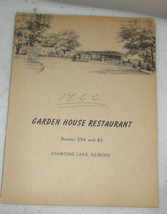 GARDEN HOUSE RESTAURANT DINNER MENU  DIAMOND LAKE, IL 1956 - $11.04 CAD