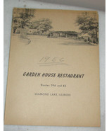 GARDEN HOUSE RESTAURANT DINNER MENU  DIAMOND LAKE, IL 1956 - $11.04 CAD
