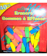 40 Pencil top Colored ERASERS green orange yellow blue pink Color rubber... - $350.29 MXN