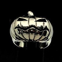 Sterling silver Halloween ring Moody Pumpkin high polished and antiqued 925 silv - £100.53 GBP