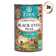 3x Cans Eden Foods Organic Black Eyed Peas | 15oz | No Salt Added | Non GMO - £17.42 GBP