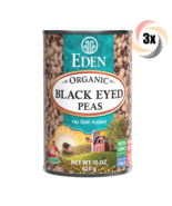 3x Cans Eden Foods Organic Black Eyed Peas | 15oz | No Salt Added | Non GMO - £17.47 GBP