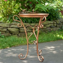 Shallow Bird Feeder/Plant Stand Tray on Three Leg Design (Aged Copper Finish) - £79.05 GBP