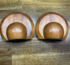 Vintage Duncan Myrtlewood Bookends Wooden Mid Century Modern Round Book End - £18.63 GBP