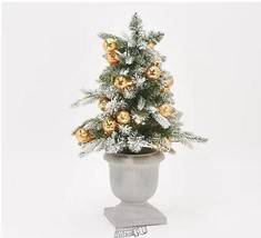 Martha Stewart 24&quot; Flocked Globe Light Tabletop Urn Christmas Holiday Tree - £106.56 GBP