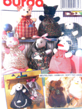 Burda 4235 Craft Pattern 6 soft toy animals CAT BEAR RABBIT DUCK 13- 21&quot; - $148.47 MXN
