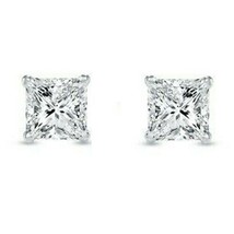 2.00Ct Princess Cut Simulated Diamond Earrings Studs 14K White Gold Plated 6.5mm - $37.39