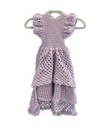 Handmade Lilac Crochet Baby Dress With Ruffle Sleeves Elegant Button Det... - €20,65 EUR