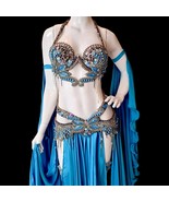 Custom Blue Belly Dance Costume: Crystal Goddess Festival Dress - $12,154.47 MXN