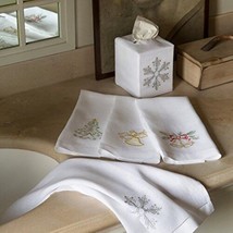 Sferra Snowflake Silver Guest Towels Set Of 2 Size 14 X 20 Color White/S... - $44.55