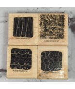 Stampin Up Rubber Stamps Wood Mounted Lot of 4 Doodles Lines  - $9.89