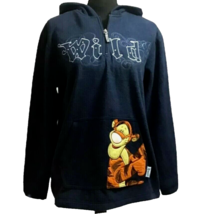 Disney Tigger 1/4 Zip Sweatshirt Womens M Hoodie Blue Wild Embroidered V... - $24.29