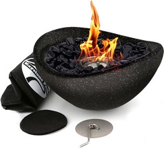 Keystone Peak Firepit - New 2023 - Concrete Tabletop Fire Pit For Indoor, Black. - £43.95 GBP