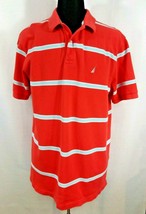 Nautica Mens XL Rugby Golf Polo 2 Button Short Sleeve Casual Logo Coral Blue - £13.58 GBP