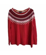 Lands End Vintage Women’s Sz 1x Red Holiday Yolk Sweater Classic Pullover - $24.77