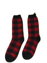 Red Gingham Plaid Heat Keeping Socks Small Medium Women New - $8.91