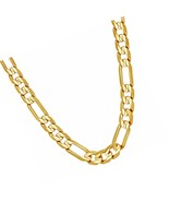 7mm Figaro Chain Necklace Diamond Cut 24k - £195.74 GBP