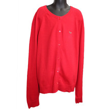 Lands&#39; End Uniform Girl&#39;s Size Large (14) Cardigan Sweater, Red w/Dog - £14.38 GBP
