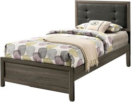 Simple Relax Panel Bed With Button Tufted Headboard, Full, Gray And Char... - £357.79 GBP
