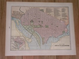 1895 Antique Map Of City Of Washington / Verso Baltimore Maryland - £18.07 GBP