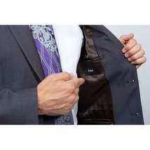 Mens DKNY 100% Wool Two Button Notch Lapel Slim fit Shark Texture 1364 Dark Gray image 7