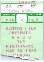 Vintage The Nighthawks Nrbq Ticket Stub March 30 1985 Bas Ligne de Ny - £27.26 GBP
