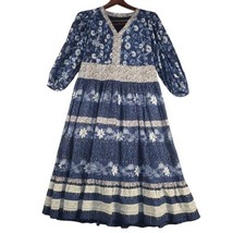INC International Concepts Womens S Maxi Dress Blue Boho Peasant Floral ... - £10.75 GBP