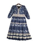 INC International Concepts Womens S Maxi Dress Blue Boho Peasant Floral ... - £10.41 GBP