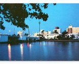 Night View of Hotels From Indian Creek Miami Beach Florida FL Chrome Pos... - $2.92