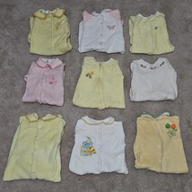 9 VTG Terrycloth Footie Pajama Lot Baby Newborn 0-3 Month Yellow Pink White READ - £38.88 GBP
