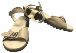 G H Bass &amp; Company Sandals Ankle Strap Buckle Beige Wedge Low Heel Womens 8M - £23.01 GBP