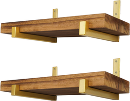 Gold Color Shelf Brackets 4 Pcs Heavy Duty Wall Mounted with Lip Floating 8 Inch - £31.54 GBP
