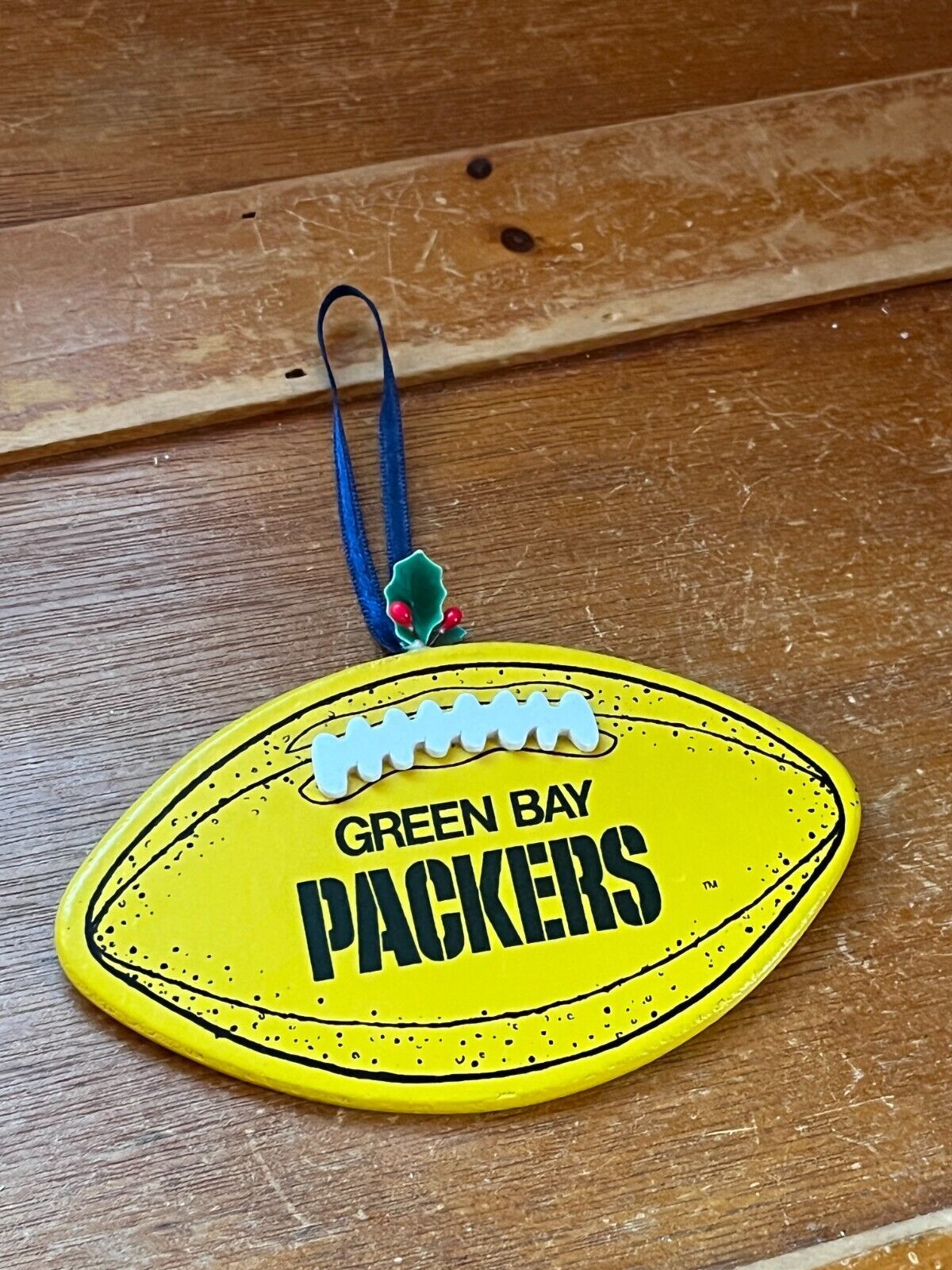 Kurt S. Adler Marked NFL Green Bay Packers Yellow Wood Football Christmas Tree - $10.39