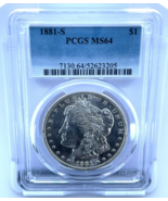 1881-S Silver Morgan Dollar Graded by PCGS as MS64 - $245.08 CAD