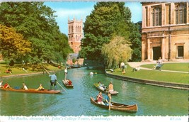 The Backs showing St Johns College Tower Cambridge England Postcard - £5.84 GBP