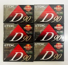 Lot Of 6 Tdk D90 High Output Blank Audio Cassette Tapes Brand New Sealed - £11.59 GBP