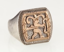 Antique Guatemala 900 Silver and Gold Ring Size 8 - £132.38 GBP