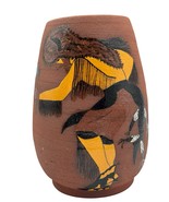 Native American Ceramic Vase Glazed Matte Pot Hand Painted Ethnic Figure... - $545.38 MXN