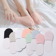 5 Pairs Summer Semi Palms Boat Socks Cotton Solid High-heeled Shoes Invisible Wo - $15.86