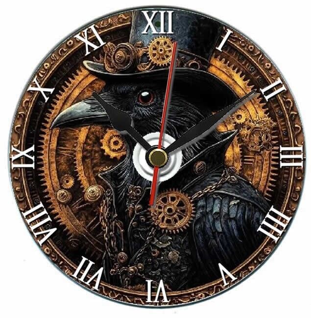 Steampunk Raven, Ai generated gift dvd desk clock, Christmas secret sant... - $12.79