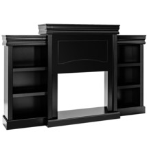 Costway 70 Inches Freestanding Mantel Stand place Cabinet Black - £296.01 GBP