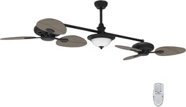 Ovlaim 86 Inch Large Double Ceiling Fan, Dimmable Ceiling Fan With Light And - £248.59 GBP