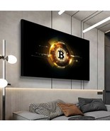 Golden Bitcoin Cryptocurrency Wall Art HD Printed Canvas Home Bedroom Dé... - $13.44 CAD+