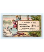 H. Kleberg &amp; Bros Steinway, Chickering Pianos Victorian Trade Card - $262.71 MXN