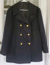Vintage US Navy Military Black  Enlisted Overcoat Pea wool Coat Men&#39;s Size 44 - £78.77 GBP