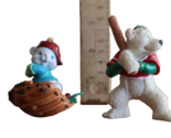 Lot 2x Baseball Bunny Rabbit Glove Bat Polar Bear Swinging Christmas Orn... - $10.00