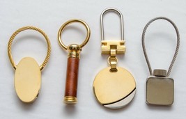 Lot of 4 Mixed High Quality Keychain Keyring, Gold Silver Square &amp; Round - $6.92
