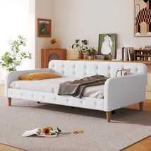 Twin Size Upholstered Daybed with 4 Support Legs, Beige for Any Bedroom - $307.99