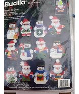 Bucilla Snowmen and Santa Set of 12 Plastic Canvas Ornaments #61217 - £34.93 GBP